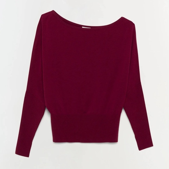 NWT | SIMKHAI Lavina Off-Shoulder Sweater | Oxblood - Picture 3 of 11